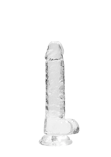 7″ Crystal Clear Dildo with Balls & Suction Cup by RealRock – Transparent
