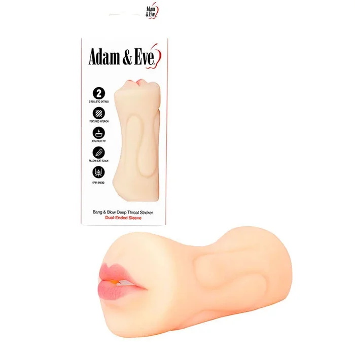 Adam & Eve Bang & Blow Deep Throat Stroker – Flesh Vagina & Mouth Dual Ended Stroker