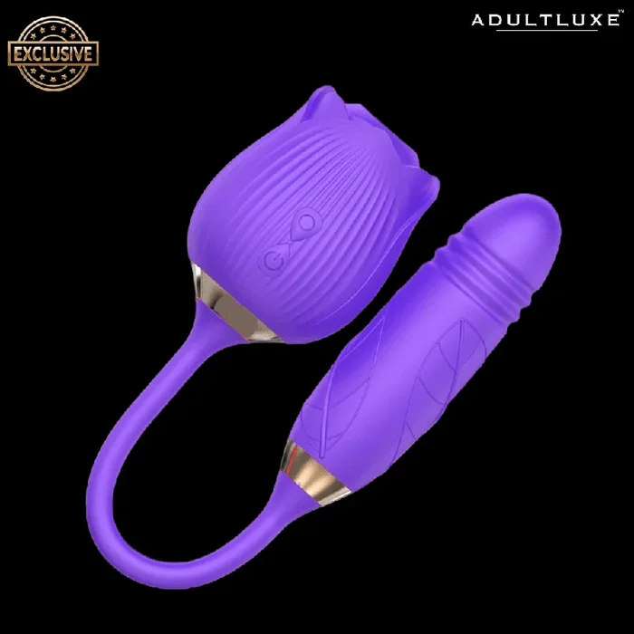 AdultLuxe Godsend Rose Sucker with Thrusting Dildo-New Colors Available!