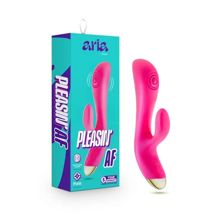 ARIA® By Blush® | Pleasin’ AF: Clitoris Stimulator + Dual Pulsations Fuchsia Silicone Vibrator