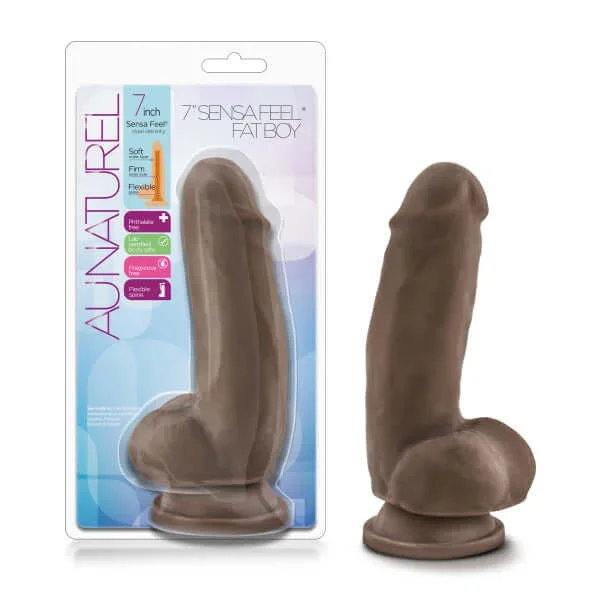 Au Naturel 7 inches Sensa Feel Fat Boy Chocolate Realistic Brown Dildo