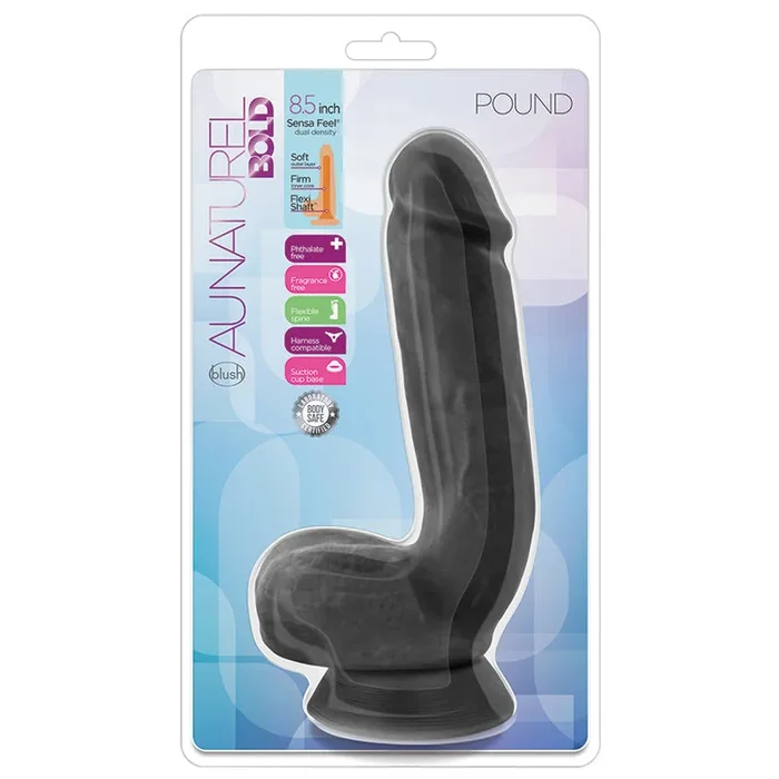 Au Naturel Bold Pound Dildo-Black 8.5″