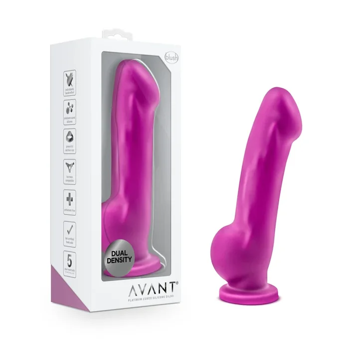 Avant By Blush® | Ergo Violet D7: Artisan 7 Inch Dildo with Suction Cup Base – Elegantly Made with Smooth Ultrasilk® Purio™ Silicone