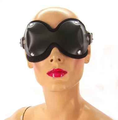 Axovus Black Leather Ultimate Blindfold with Neoprene Lining