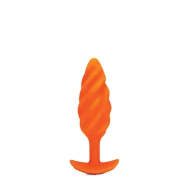 b-Vibe x Zoë Ligon Medium Swirl Texture 6-function Rechargeable Vibrating Silicone Butt Plug Orange