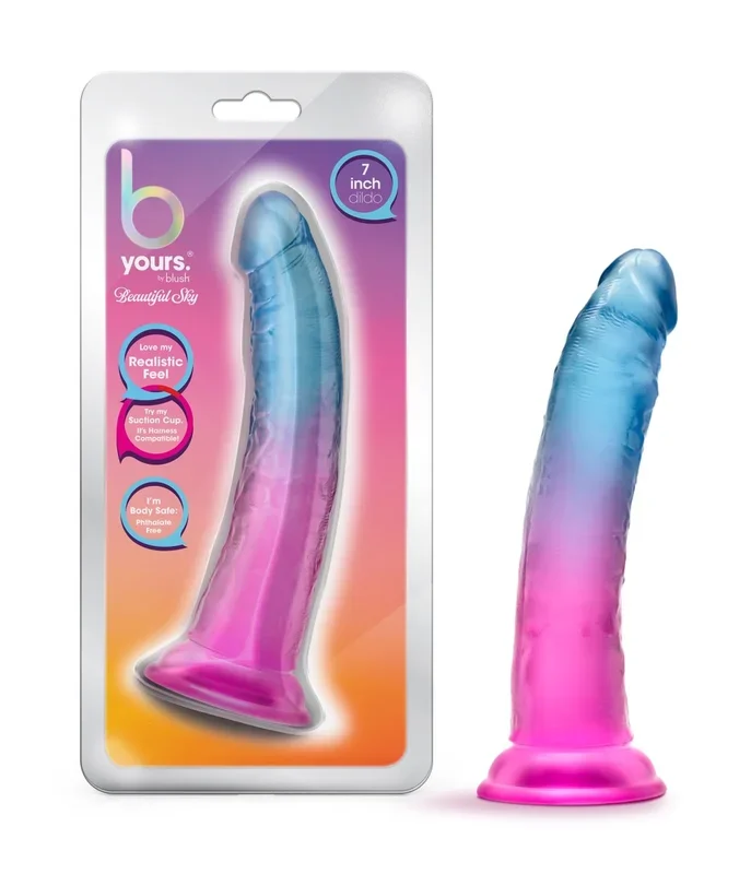 B Yours By Blush® | Beautiful Sky Realistic Sunset 7.5-Inch Long Dildo With Suction Cup Base