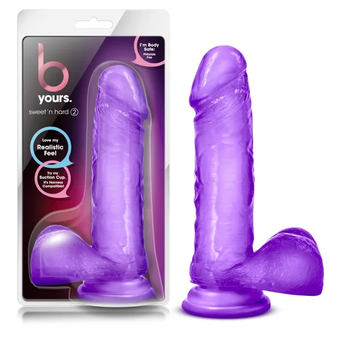B Yours By Blush® | Sweet N’ Hard 2 Realistic Purple 8-Inch Long Dildo With Balls & Suction Cup Base