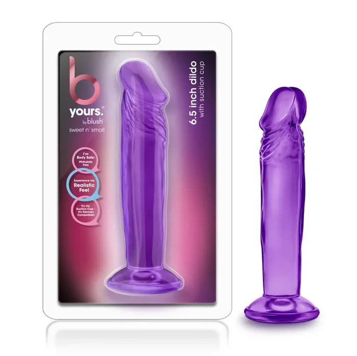 B Yours By Blush® | Sweet N’ Small 6.5 Realistic Purple 6.5-Inch Long Dildo With Suction Cup Base