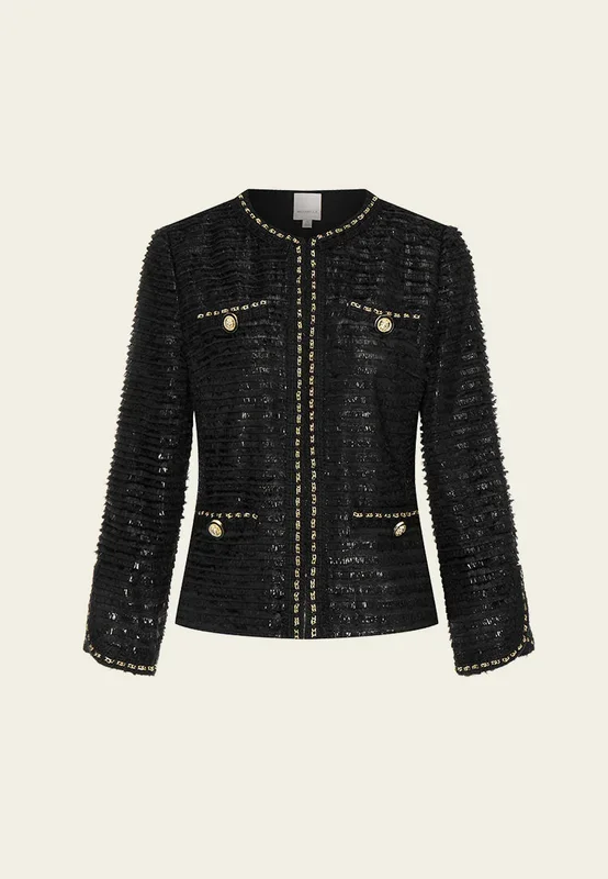 Black Shimmer Golden-detail Short Jacket