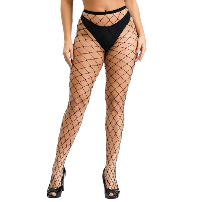 Black Wide Fishnet Stockings – One Size Fits Most!