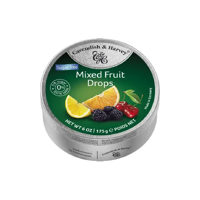 Cavendish & Harvey Sugar Free Mixed Fruit Drops Travel Tin