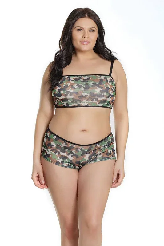 Coquette – 2569X – Bralette & Booty Short Set – Camo – OSXL