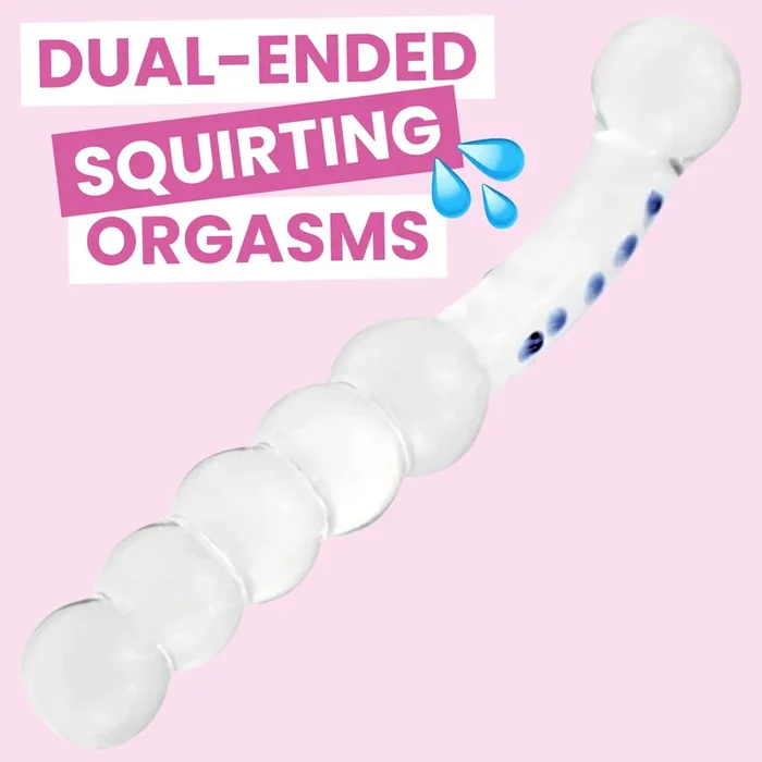 Dual-Ended Beaded G-Spot/P-Spot Glass Dildo