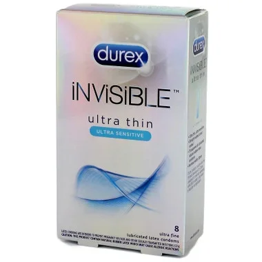 Durex Invisible Ultra Thin Latex Condoms 8 pack