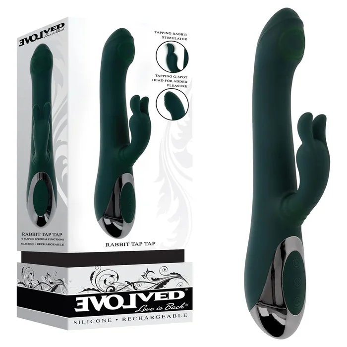 Evolved RABBIT TAP TAP – Green 25 cm USB Rechargeable Rabbit Vibrator with Tapping Tip