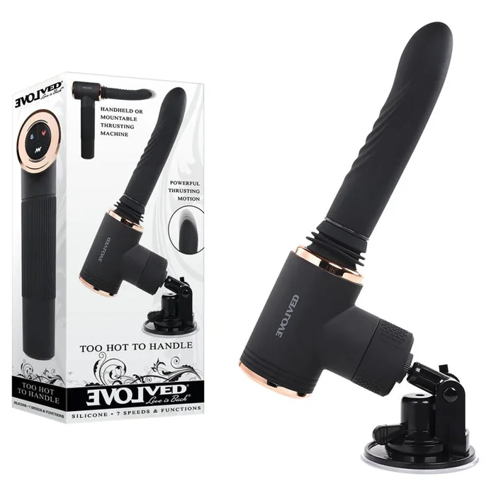 Evolved TOO HOT TO HANDLE – Black USB Rechargeable Thrusting Vibe with Stand