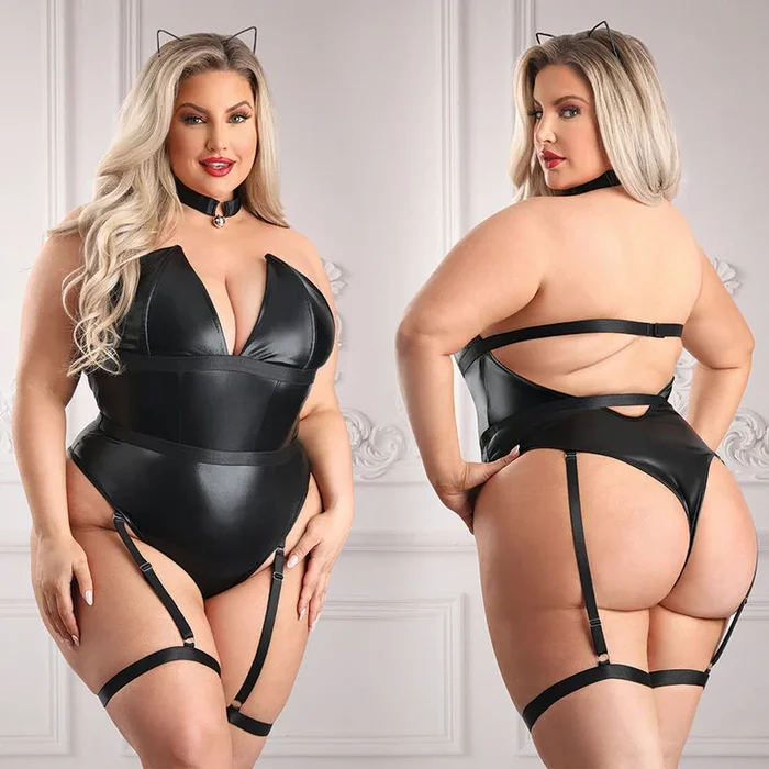 Fantasy Lingerie Untamed Cat Costume-Black 3X/4X-Boxed