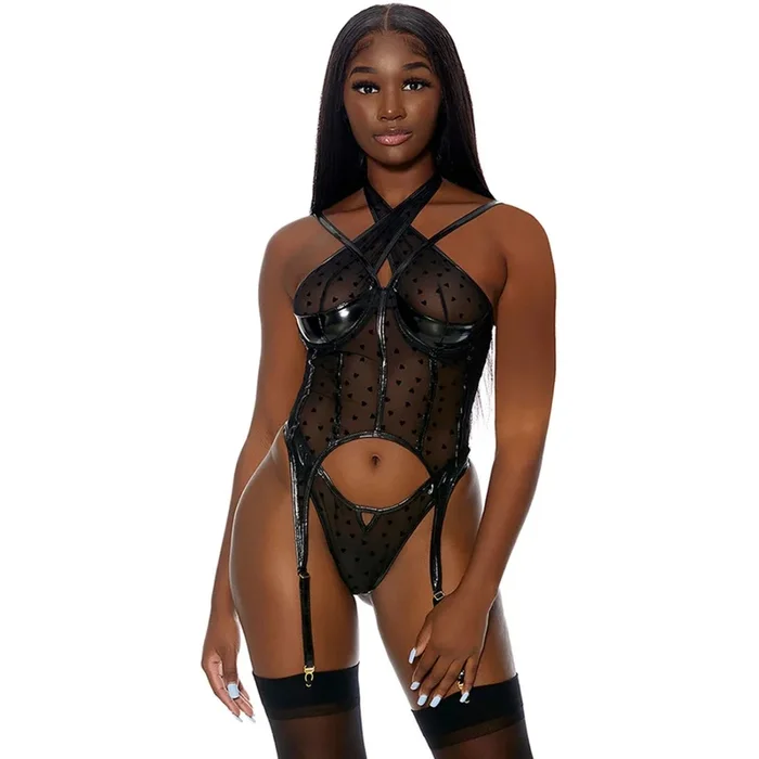 Forplay Steal Your Heart Lingerie Set Black