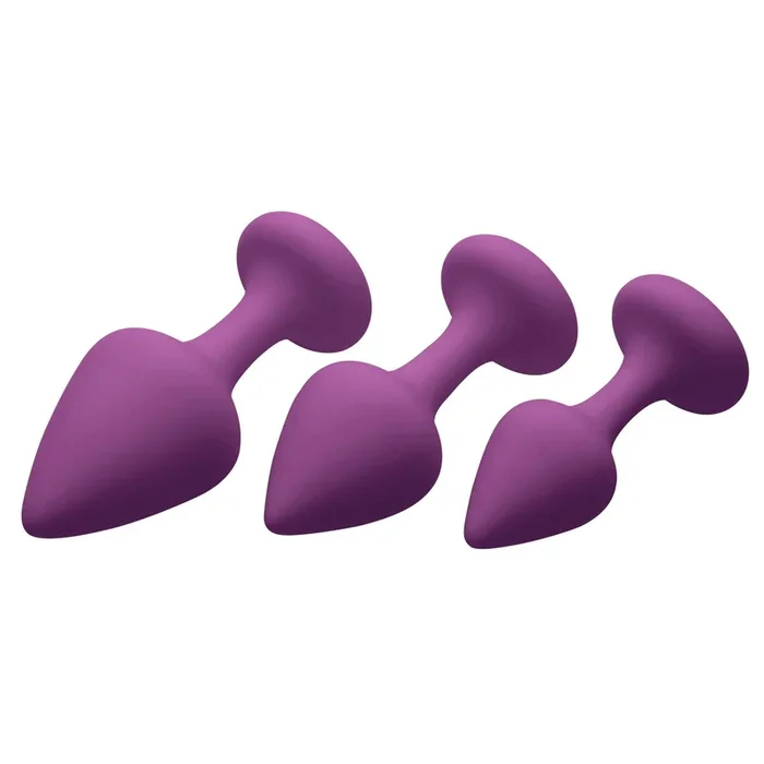 Frisky Purple Pleasures Silky Silicone Butt Plug Kit 3 Pack Purple