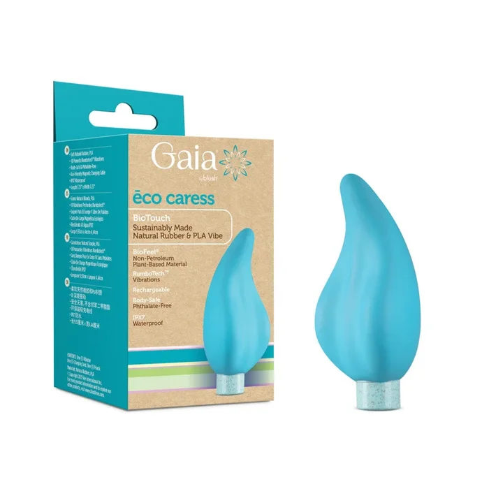 Gaia® By Blush® | Eco Caress: Plant-Based 4″ Waterproof Multifunction Powerful Vibrator in Aqua – Sustainably Made with BioTouch™ & BioFeel™
