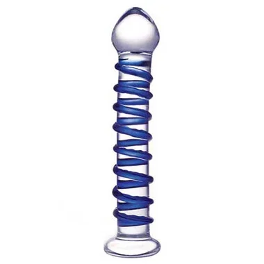 Glas Spiral Glass Dildo Blue