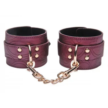 GreyGasms Captured Embroidered Wrist Cuffs Purple