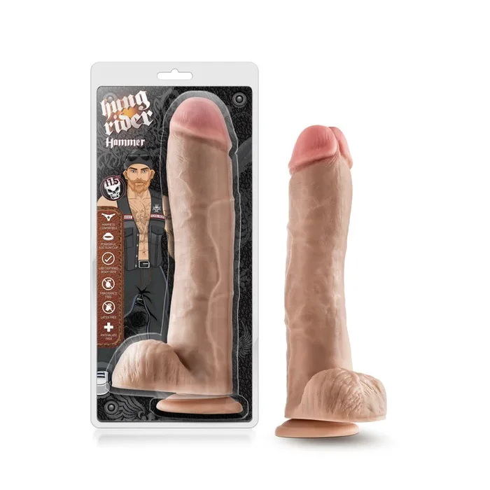 Hung Rider By Blush® | Hammer Realistic Beige 11.5-Inch Long Dildo With Balls & Suction Cup Base