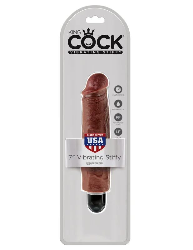King Cock 7 in. Vibrating Stiffy Brown Flesh