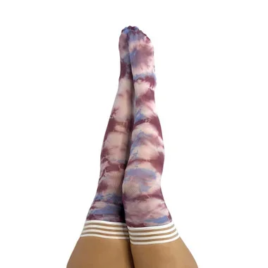 Kix’ies Madisen Blue & Purple Tie-Dye No-Slip Thigh High Tights