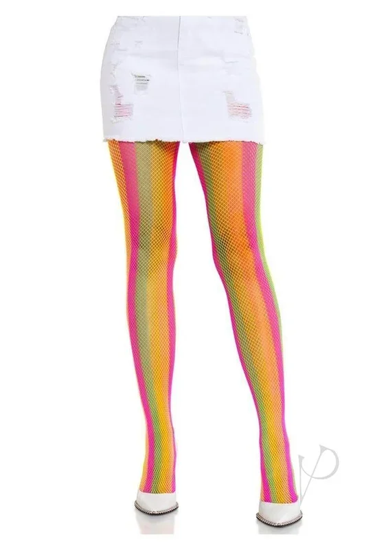 Leg Avenue Neon Rainbow Striped Tights Multicolor OS