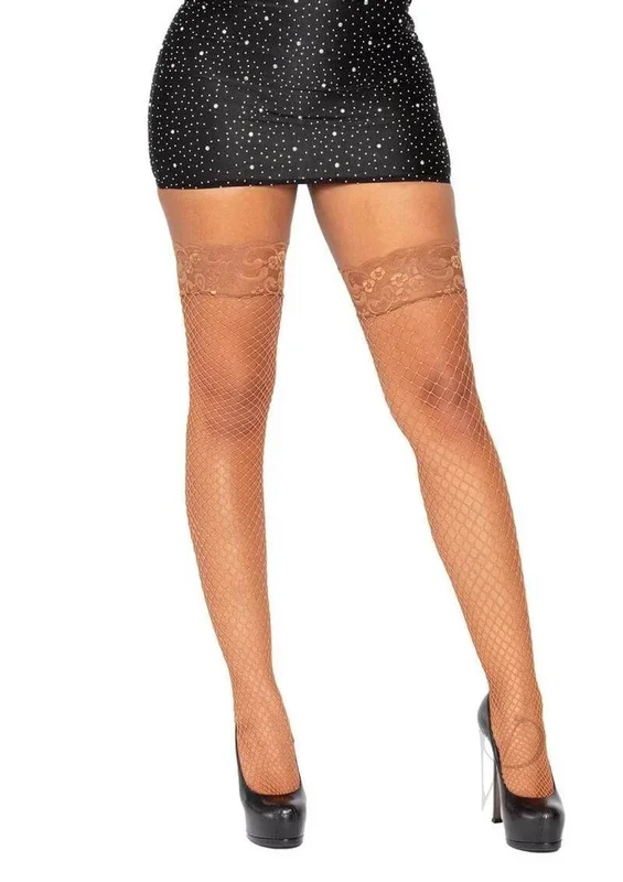 Leg Avenue Spandex Industrial Net Thigh Highs OS Cinnamon