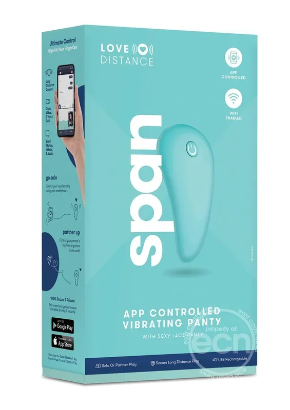 Love Distance Span App Controlled Rechargeable Panty Vibe – O/S – Aqua