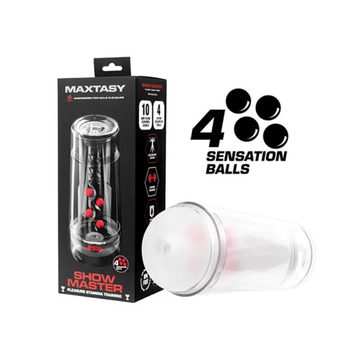 Maxtasy Show Master Non-Realistic Stroker – Clear Beaded Pleasure Sleeve