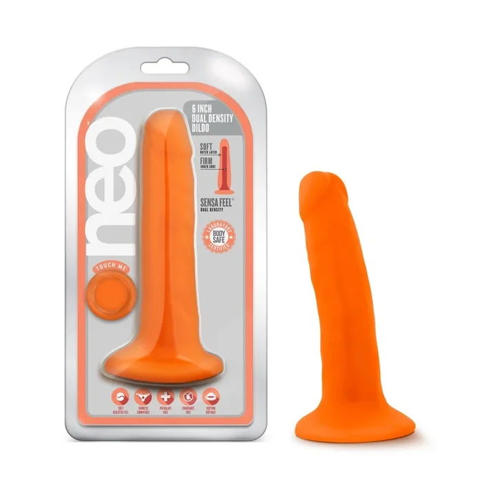 Neo By Blush® | Realistic Neon Orange 6-Inch Long Dildo With Suction Cup Base
