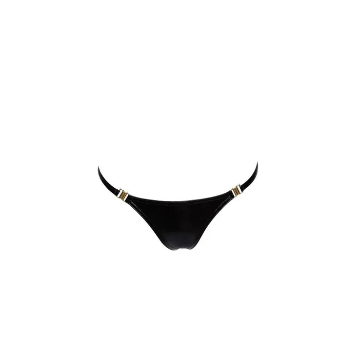 Noir Power Wetlook Panty with Gold Clasp, Black, S/M/L