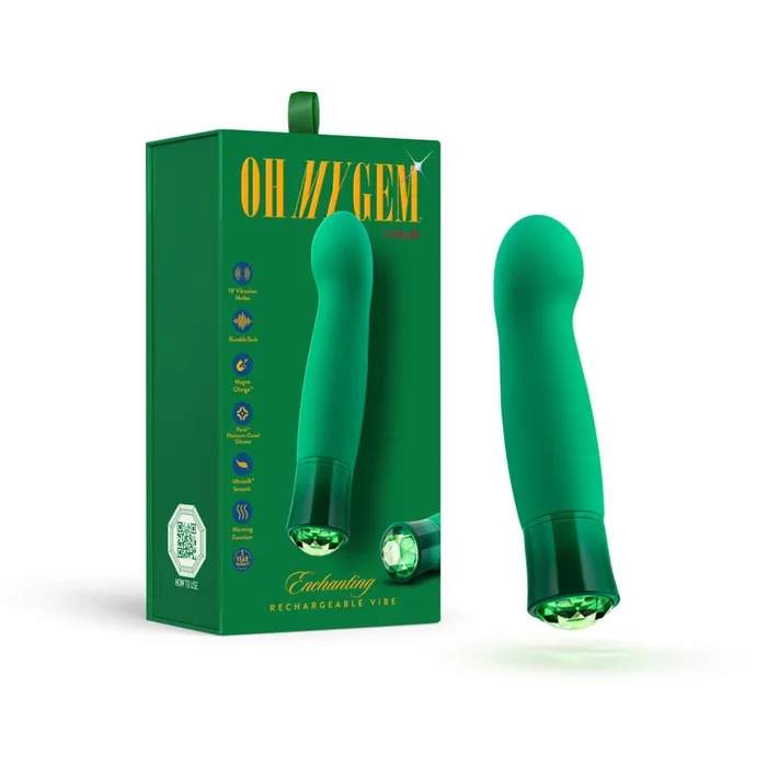 Oh My Gem By Blush® | Enchanting: 5.5 Inch Warming G Spot Stimulation Vibrator in Emerald with Powerful RumboTech™ Technology