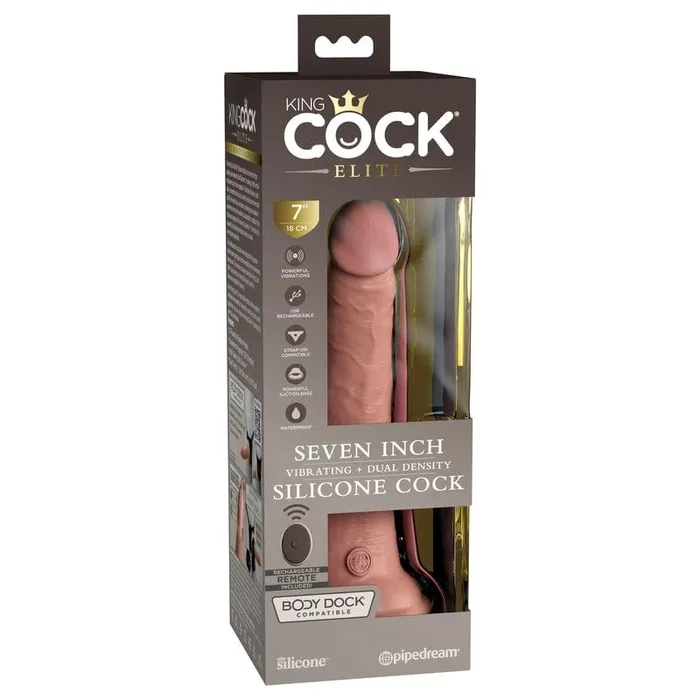 Pipedream Products King Cock Elite 7” Vibrating Silicone Cock Light