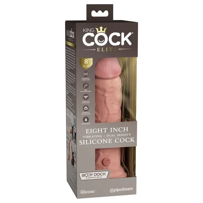 Pipedream Products King Cock Elite 8” Vibrating Silicone Cock Light