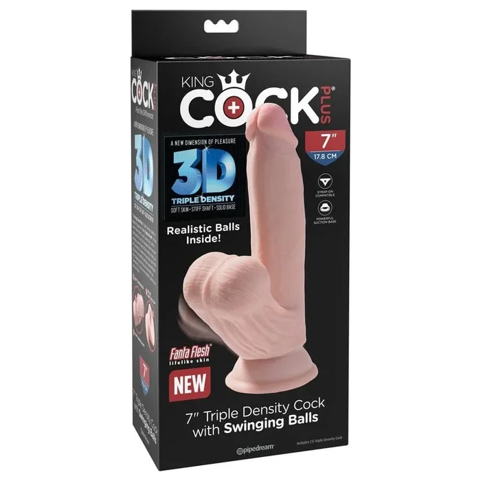 Pipedream Products King Cock Plus 7″ Triple Density Cock With Swinging Balls