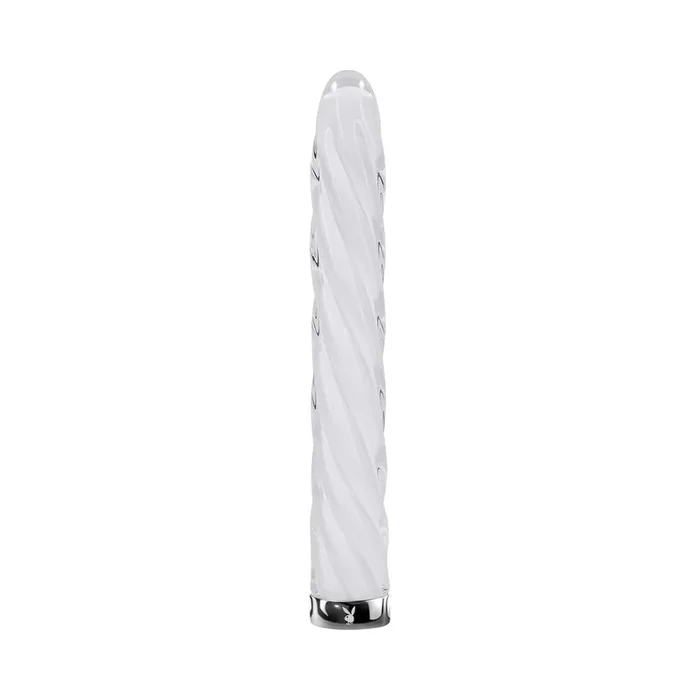 Playboy In A Twist Rechargeable Vibrating Glass Vibe White