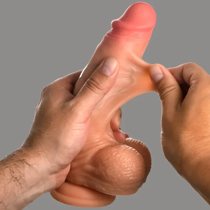 Real Skin Silicone Dildo With Balls – 8 Inch
