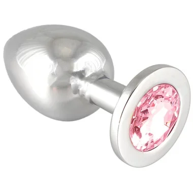 Rimba Large Aluminum Butt Plug with Pink Crystal