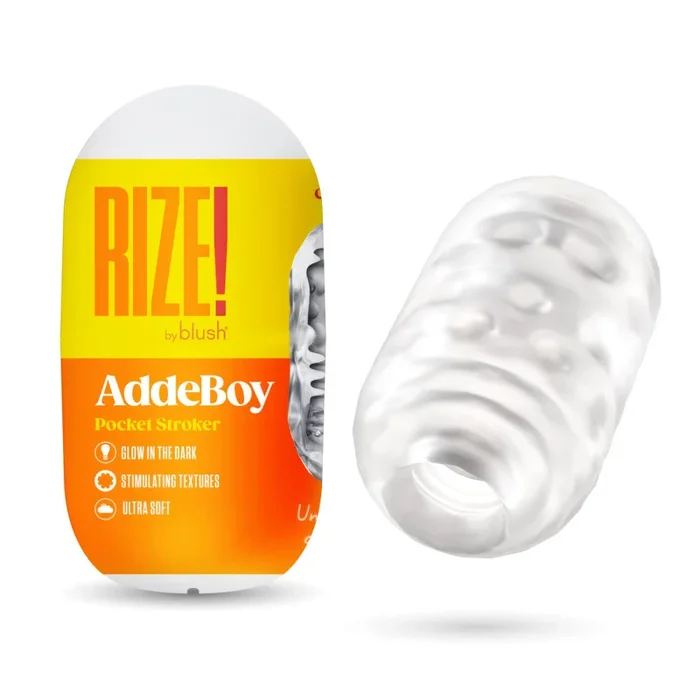 Rize® by Blush® | AddeBoy Glow In The Dark Pocket Stroker Discreet Male Masturbator – Ultra Soft & Textured – In Clear