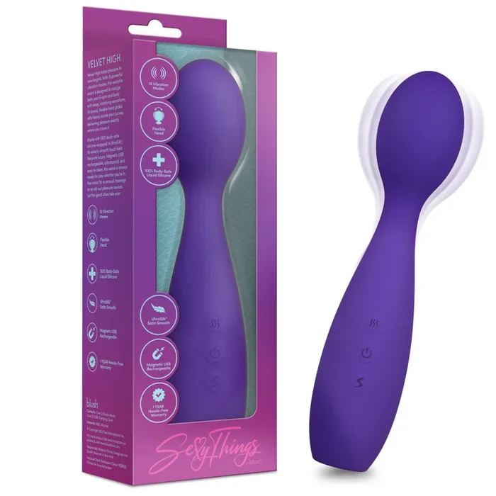 Sexy Things By Blush® | Velvet High Wand With 15 Vibration Modes, G-Spot & Clitoral Stimulation In Purple