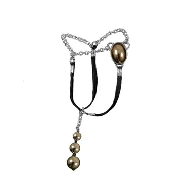 Sylvie Monthule Men’s Silver Sacred Stone Hematite Egyptian Jewel Penis Chain with Hematite Testicle Pendants