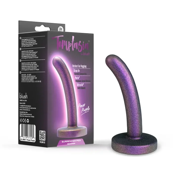 Temptasia By Blush®| Surrender 4.75 Inch Beginner Pegging Dildo – Harness & Strap On Compatible – Power Purple