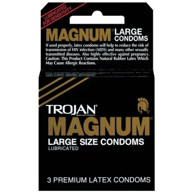 Trojan Magnum Large Size Lubricated Condoms 3 Pack