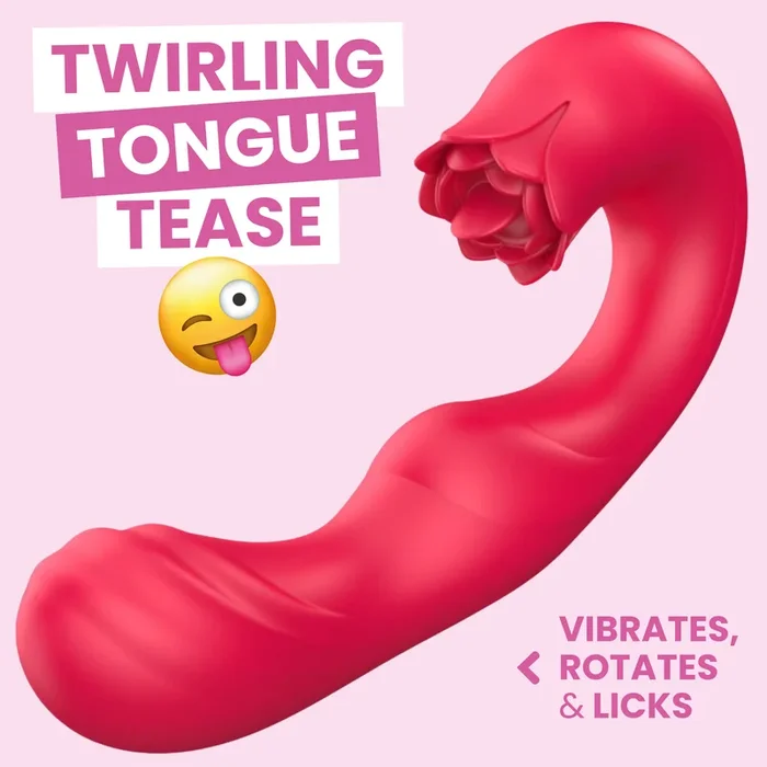 Twirling Tongue Tease – Silicone Rotating G-Spot Vibe & Clit Licking Rose