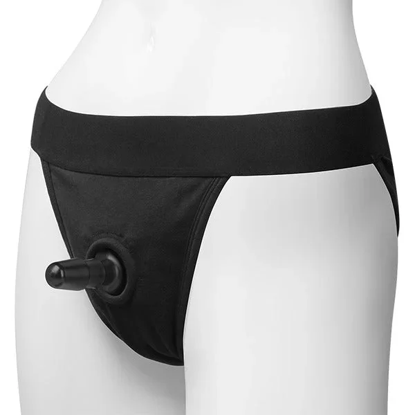 Vac-U-Lock Panty Harness with Plug Full Back – L/XL Black