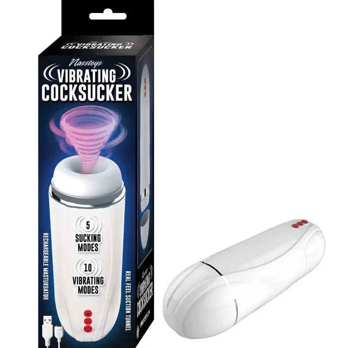 Vibrating Cocksucker Rechargeable Masturbator – White